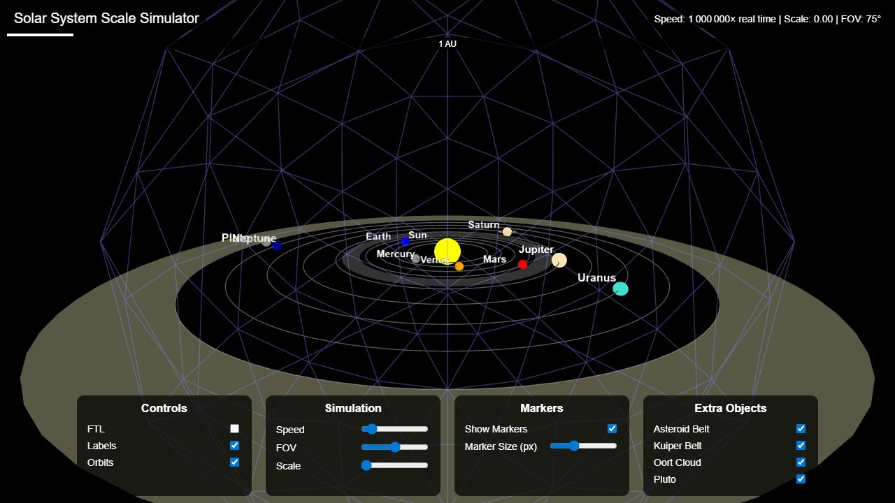 Solar System Scale Simulator